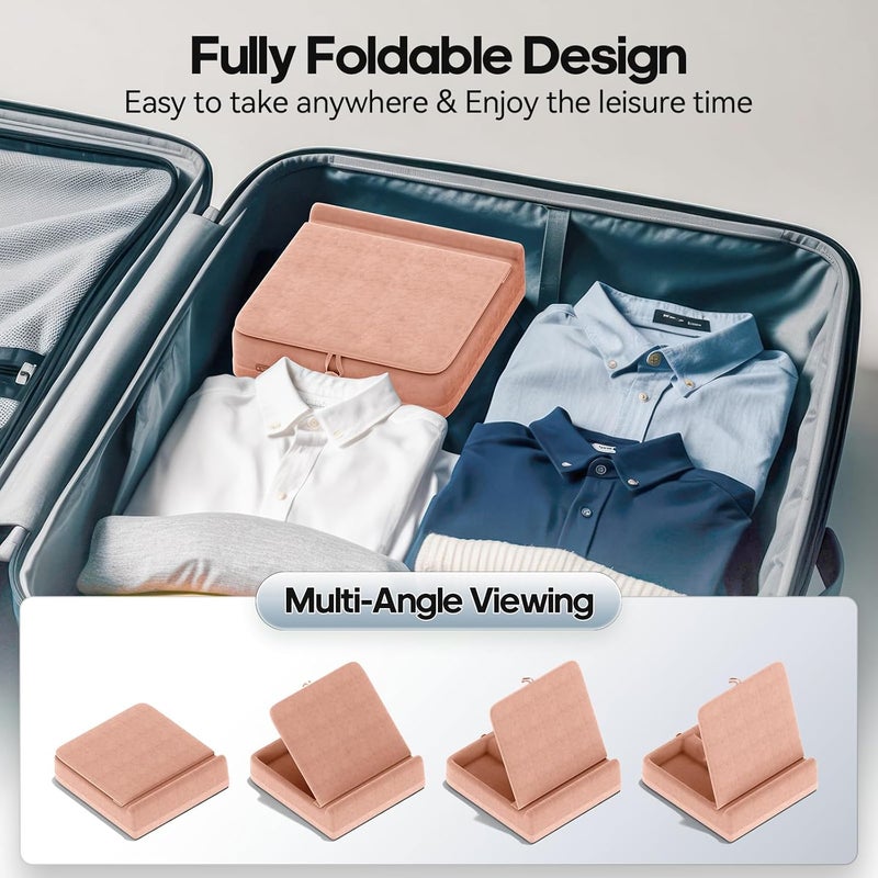 KDD Tablet Pillow Stand with Storage, Foldable iPad Holder for Bed, Lap and Desk, Angle Adjustable Soft Pad Dock with Stylus Mount Compatible with iPad Pro 12.9, 10.5, 11, Air, Mini, Phones, Books - Image 4